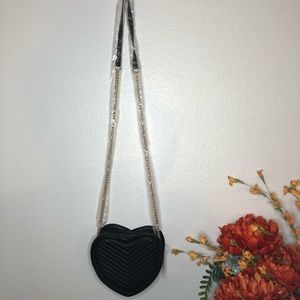 Heart crossbody/purse black and gold.